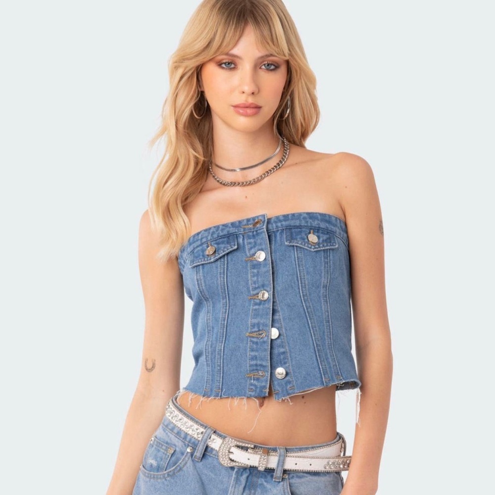 EDIKTED- denim strapless top